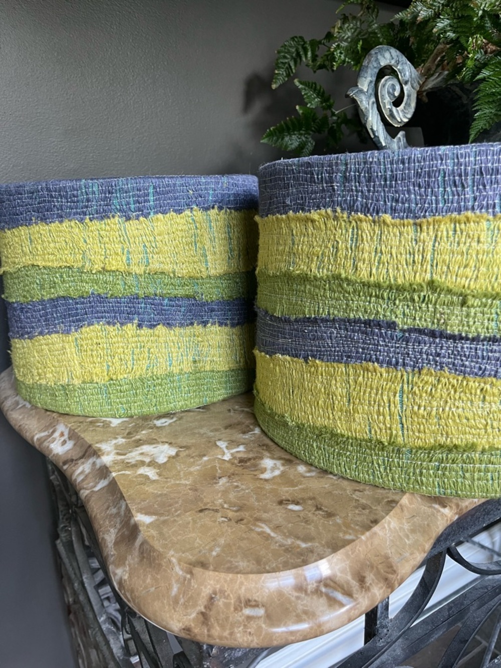 Anthropologie Woven Striped Lamp Shades - Picture 3 of 6